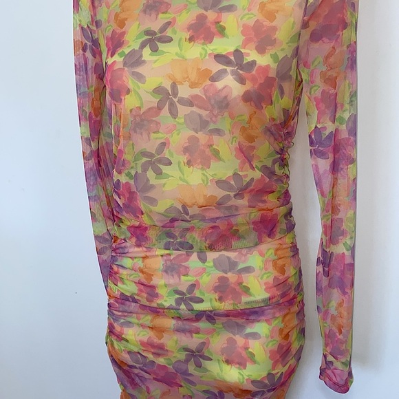 For Love And Lemons Pink Long Sleeve Bodycon Swim Coverup Sz Sm .Nwot - Picture 3 of 8